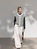 Colete Cardigan Tricotado de Gola Redonda Listrado Estilo Coreano para Mulheres, Nova Roupa de Outono e Inverno, Top Emagrecedor