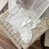 Meias de Renda para Mulheres, Meias de Cano Médio, Estilo Primavera e Verão, Meias de Algodão, Respiráveis em Malha, Estilo Coreano, Estilo Ins Ballet, Meias Largas com Botões