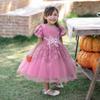 Ropa infantil europea y americana nuevo vestido infantil Vestido de niña estampado de copo de nieve con cuentas Vestido de princesa Día del Niño actuación