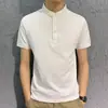 Camiseta de Manga Curta Masculina Verão Camisa Fina Gola Estilo Coreano Slim Lapela Camiseta Básica Camiseta Cor Pura Polo de Lapela