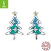 Brincos de prata com pingente de Natal transfronteiriços quentes 925 brincos de árvore de Natal de alta qualidade brincos de prata esterlina presentes de Natal