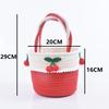 Bolsa de Mão Feminina Pequena Fresca Bolsa Tecida com Corda de Algodão Bolsa de Mão Souvenir de Cereja Bolsa de Mão Infantil Tecida com Corda de Algodão