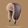 Sombrero Lei Feng cálido de cuero para adultos, sombrero de aviador impermeable para hombre para exteriores, motocicleta, esquí, forrado de polar, sombrero con protección para los oídos para mujer