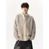 Suéter cárdigan de estilo americano, imitación de dos piezas, patchwork de bloques de color, para hombre, otoño, holgado, retro, de marca de alta gama, moderno, tejido, prenda exterior