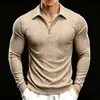 Sudadera Pulóver Casual Exterior Transfronteriza Nueva Europea y Americana para Primavera y Otoño 2026 con Cuello Camisero y Media Cremallera, Ropa de Manga Larga para Hombre