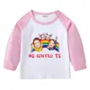 2023 Nuevo Transfronterizo Primavera y Otoño Camiseta Infantil Cuello Redondo Dibujos Animados Manga Larga Top Camiseta Base Niños y Niñas Bebé Algodón Camiseta