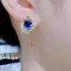 2026 Novas Tendências Brilho de Luxo Alto Padrão Totalmente Cravejados de Diamante Azul Brincos Fashion Influencer Emagrecimento Facial Brincos para Mulheres