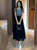 Vestido para Mujer 2026 Verano Nuevo Elegante y Moderno de Longitud Media Juvenil con Tirantes Elegante Conjunto de Dos Piezas