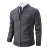 Moda Masculina Outono Nova Juventude Casual Malhas Masculinas Manga Longa Cor Sólida Jaqueta Cardigan Solta Bordada