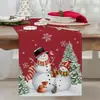 Amazon Camino de mesa nórdico navideño cuadros rojos copo de nieve muñeco de nieve mantel largo mesa de centro mesa de comedor decoración de vacaciones funda
