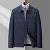 Chaqueta Ligera de Plumas para Hombre de Invierno Cálida Cuello Camisa Abrigo de Plumas Versátil Casual de Negocios Top para Hombres de Mediana Edad y Jóvenes
