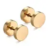 Pendientes de barra de acero inoxidable populares europeos y americanos, redondos tipo pastel, galvanizados, para hombre estilo hip hop, fabricantes transfronterizos, en stock, exclusivos