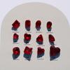 Joyería de uñas china roja en línea Año Nuevo rojo Diamante de cristal corazón de durazno torcido cuadrado gordo amor hacha joyería de uñas puntiagudas