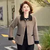Elegante abrigo de lana para mujeres de mediana edad y mayores, nueva colección de otoño, talla grande, adelgazante, versátil, chaqueta corta con cuello de solapa