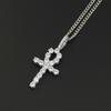 Corrente Cuban 4MM com zircônia Hip hop Europeu e Americano Micro cravejada com zircônia Pingente de cruz Ankh Egípcia Colar masculino