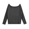 T-shirt de manga comprida feminina com ombro inclinado e ombro a ombro para o verão nova moda casual camisa de base S21030
