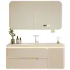 Mueble de baño de estilo crema con pintura de roble, lavabo de cerámica integrado, mueble de lavabo, combinación de lavabo de baño, lavabo