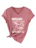 Los dinosaurios no leen Amazon eBay tienda independiente playera casual elegante para mujer con cuello en V y manga corta