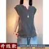 2026 estilo de rua retrô americano moda de Hong Kong camiseta personalizada marca da moda colete gola V top unissex verão listrado