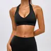 Sutiã esportivo de yoga com gola halter, respirável, de secagem rápida, transfronteiriço, para mulheres, adequado para Pilates, corrida e fitness, pode ser usado como peça externa