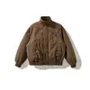 Rumen Meng Marca Tendência Streetwear Retrô Japonês Jaqueta de Algodão com Gola Alta para Homens e Mulheres Inverno Lavada e Desgastada Forrada com Fleece Espessada Casual Roupas de Algodão