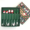 Juego de Cubiertos de Acero Inoxidable para Mesa Navideña, Tenedor de Postre y Fruta, Árbol de Navidad, Cucharilla de Café, Cuchara y Tenedor de Muñeco, Juego de Regalo para Niños