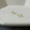 Brincos de Ramo e Folha Banhados a Ouro 14K Prata de Lei S925 Mini Elegantes Ramo de Folha Brincos Estilo Ins Japonês e Coreano Versátil