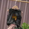 Chaleco de Algodón Puro para Niños y Niñas, Nuevo Camiseta sin Mangas de Verano Tie-Dye Versátil Elegante con Estampado de Dibujos Animados