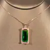 Kaiwei K oro rosa esmeralda rectangular colgante de diamante esmeralda verde coloreada turmalina verde diamante collar cristal