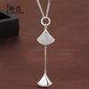 Collar de Plata de Ley S925 con Forma de Abanico Incrustado de Diamantes para Mujer, Estilo Falda Doble con Borla, Cadena de Suéter de Moda y Exquisita para Otoño e Invierno, Joyería de Plata de Lujo Ligero