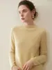 Novidade Outono e Inverno 2026 Feminino 100% Caxemira Pura Gola Alta Meia-Calça Borda Enrolada Pulôver Casual Tricô