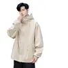 Chaqueta cortavientos retro de cuello alto con bolsillos laterales planos ocultos, adecuada para ir al trabajo en primavera y otoño, chaqueta impermeable ligera de corte recto