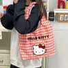 Bolso de hombro para niñas, bolso de mano de gran capacidad, alto valor estético, bolso versátil de lona con dibujos animados, lindo bolso de compras de Hello Kitty