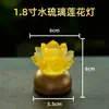 Lâmpada de Lótus de Vidro Real Estilo Antigo Puramente Feita à Mão, Mini Decoração Recarregável para Casa, Pequena Lâmpada de Oferenda Buda para Altar, Grátis