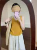 Chaleco de Botones Elegante con Cuello en V Dulce Nuevo Verano 2025 Estilo Coreano Casual Adelgazante Color Sólido Sin Mangas
