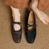 Zapatos Mary Jane de Piel de Oveja con Aumento Interior para Mujer, Zapato Pequeño de Cuero con Lazo, Zapato Versátil de Punta Cuadrada, Plano, Boca Baja, Zapato Individual