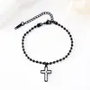 Nuevo Pulsera de Cadena con Cuentas Cruzadas de Semilla de Mostaza de Acero Inoxidable Transfronteriza, Pulsera de Cruz de Metal Minimalista Moderna y Única