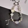 Cadena de Teléfono Móvil de Lujo Ligero Amor Lanyard Corto para Teléfono Móvil Llavero con Colgante de Perlas de Cristal Muñequera de Alta Gama Chica