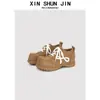 Sapatos College Femininos Estilo Europeu 2025 Outono Camurça Solado Grosso Aumento de Altura Retro Chunky Casuais Sapatos Birkenstock