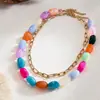 Collar de Cuentas de Colores Dopamina Transfronterizo Europeo y Americano Cadena para Clavícula de Moda Tendencia Sentido de Diseño de Nicho Accesorio de Collar Versátil para Mujer