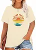 Transfronterizo Talla Europea Algodón Tienda Tmk Edición Limitada Top para Mujer Camiseta Linda con Patrón Retro Amanecer