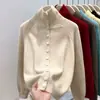 Fábrica de Suéteres Dalong Inverno Novo Suéter de Malha Gola Alta Engrossado Feminino Preguiçoso Solto Camada Interna Base