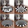 Alfombra redonda de visión estéreo 3D de remolino blanco y negro transfronteriza geométrica para sala de estar dormitorio alfombra arte mesa de centro alfombra de piso