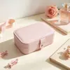 Caja de joyería portátil de cuero PU transfronteriza de AliExpress con espejo, caja de almacenamiento de joyería para pendientes, anillos, insignias y caja de exhibición de accesorios