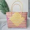 Bolsa de palha grande em estoque do fabricante, cesta de vegetais artesanal, bolsa grande, bolsa de praia, cesta de mão trançada