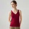 Súper Suave~Top Base de Punto de Cachemira para Mujer, Color Sólido, Cuello en V, Chaleco Camisola de Punto sin Mangas, Top Versátil Adelgazante