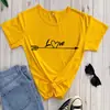 Camiseta Nueva de San Valentín con Estampado de Corazón y Flecha Amor Nuevo Camiseta de Mujer de Manga Corta con Cuello Redondo de Comercio Exterior Europeo y Americano