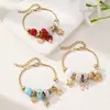 Pulsera de cuentas de resina con flores de dibujos animados de venta cruzada europea y americana, joyería de aleación con colgante de cuentas DIY Panjia al por mayor