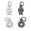 Plata de ley s925 sólida vintage doble cara pequeño colgante de pez redondo charm de rosquilla material para pulsera DIY de cuentas y trenzado