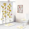 Nuevo estilo especial transfronterizo pequeño fresco flores amarillas pintado a mano poliéster estampado estera impermeable cortina de ducha YL1122